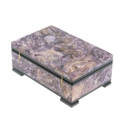 Шкатулка из камня чароит экстра с иризацией 11х7х4,5 см