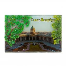 Настольное панно "Казанский собор" из змеевика 14х9х4,5 см
