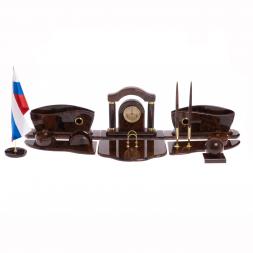 Письменный прибор &amp;quot;Арка&amp;quot; камень обсидиан коричневый