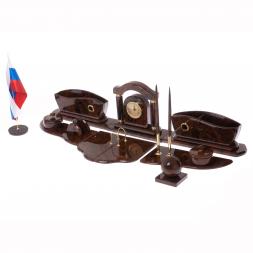 Письменный прибор &amp;quot;Арка&amp;quot; камень обсидиан коричневый