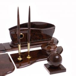 Письменный прибор &amp;quot;Арка&amp;quot; камень обсидиан коричневый