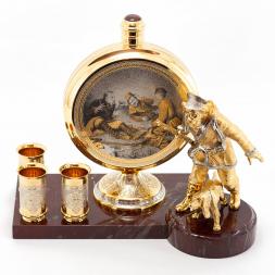 Подарочный набор "Охотник с собакой" камень яшма