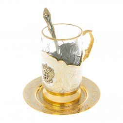 Чайная пара "Герб России" с чернением 260 мл Златоуст