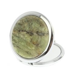 Зеркало круглое из камня желтый апатит цвет серебро