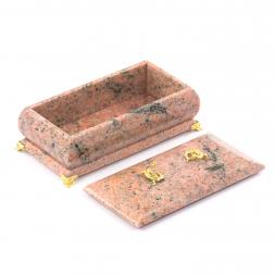 Шкатулка для украшений "Дуэт" из розового мрамора 19х9,5х8 см