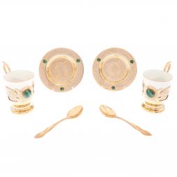 Кофейный набор &amp;quot;Малахитовый&amp;quot; на 2 персоны 170 мл фарфор Златоуст