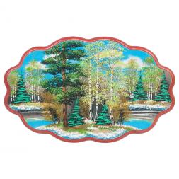 Панно с рисунком из камня "Весенний пейзаж" 45х29 см