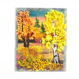 Настольное панно из камня "Осень" 7,5х10 см
