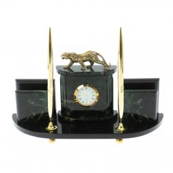 Настольный прибор "Гепард" камень нефрит