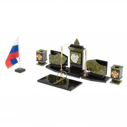 Настольный набор с символикой России камень змеевик