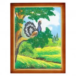 Картина "Глухарь" багет дерево 36х46 см, каменная крошка