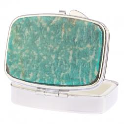 Таблетница на 2 отделения камень амазонит цвет серебро