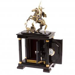 Сейф с часами "Георгий Победоносец" из черного обсидиана