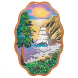 Картина с рисунком из камня "Парусник с белыми парусами" 29х19 см