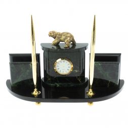 Настольный прибор "Медведь" из нефрита