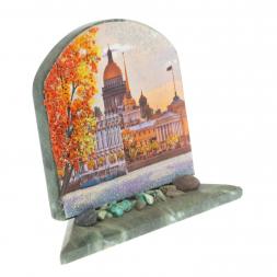 Сувенир арка "Исаакиевский собор" из змеевика 13х6,5х10 см