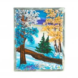 Настольное панно из камня "Зима" 7,5х10 см