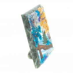 Настольное панно из камня "Зима" 7,5х10 см