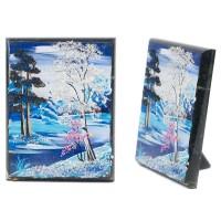 Настольное панно из камня "Зима" 7,5х10 см