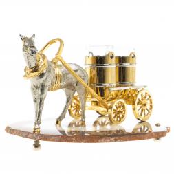 Набор из 2 стопок для водки "Лошадь с телегой" камень агат Златоуст