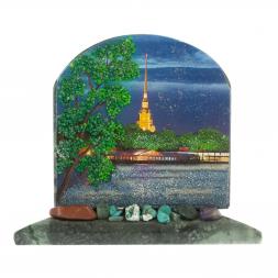 Сувенир арка "Набережная" из змеевика 13х6,5х10 см