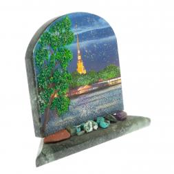 Сувенир арка "Набережная" из змеевика 13х6,5х10 см