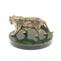 Бронзовая статуэтка "Амурский тигр" на подставке из нефрита