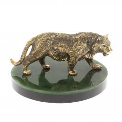 Бронзовая статуэтка "Амурский тигр" на подставке из нефрита