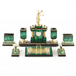 Письменный набор "Фемида" камень малахит Златоуст