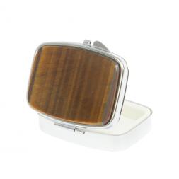 Таблетница на 2 отделения камень тигровый глаз цвет серебро