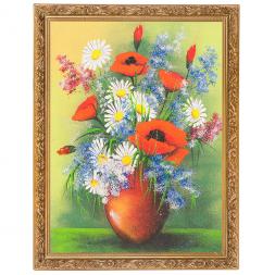 Картина с рисунком из каменной крошки "Натюрморт маки" багет 36х46 см
