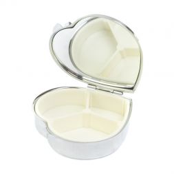 Таблетница "Сердце" на 3 отделения камень пегматит цвет серебро