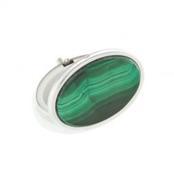 Таблетница овальная на 2 отделения камень малахит 5,5х4,5х2 см