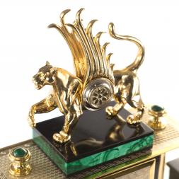 Письменный набор "Ак Барс" камень малахит, позолота