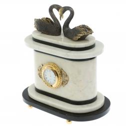 Часы "Пара лебедей" мрамор бронза