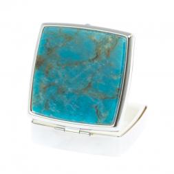 Таблетница на 2 отсека камень голубой апатит цвет серебро