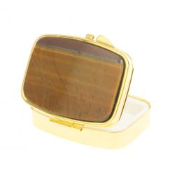 Таблетница на 2 отделения тигровый глаз цвет золото