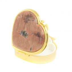 Таблетница "Сердце" на 3 отделения камень пегматит цвет золото