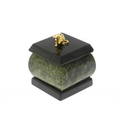 Шкатулка "Мышка" из змеевика 4,5х4,5х6 см