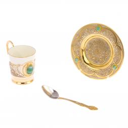 Кофейный набор &amp;quot;Агат&amp;quot; из зеленого агата 80 мл