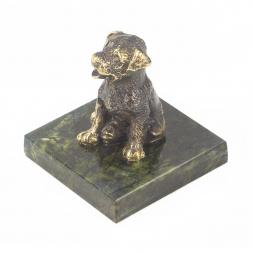 Статуэтка "Собачка средняя №6" из бронзы и змеевика