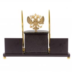 Настольный прибор "Герб России" камень нефрит