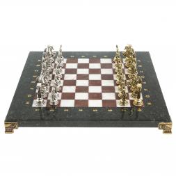 Шахматы "Подвиги Геракла" доска 28х28 см из камня лемезит мрамор