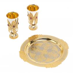 Водочный набор "Царский" 2 рюмки на подносе 80 мл Златоуст