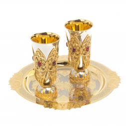 Водочный набор "Царский" 2 рюмки на подносе 80 мл Златоуст