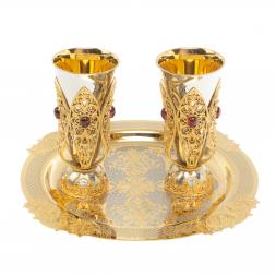 Водочный набор "Царский" 2 рюмки на подносе 80 мл Златоуст