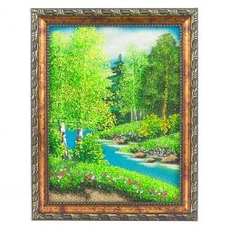 Картина "Летний пейзаж" рамка багет 15х20 см, каменная крошка