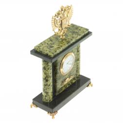 Настольные часы "Герб РФ" камень змеевик